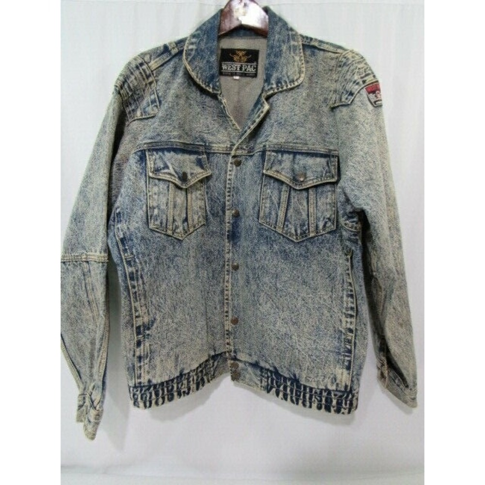 West‎ Pac International Seol Korea Fashion Sz L Mens Blue Jean Jacket Cotton